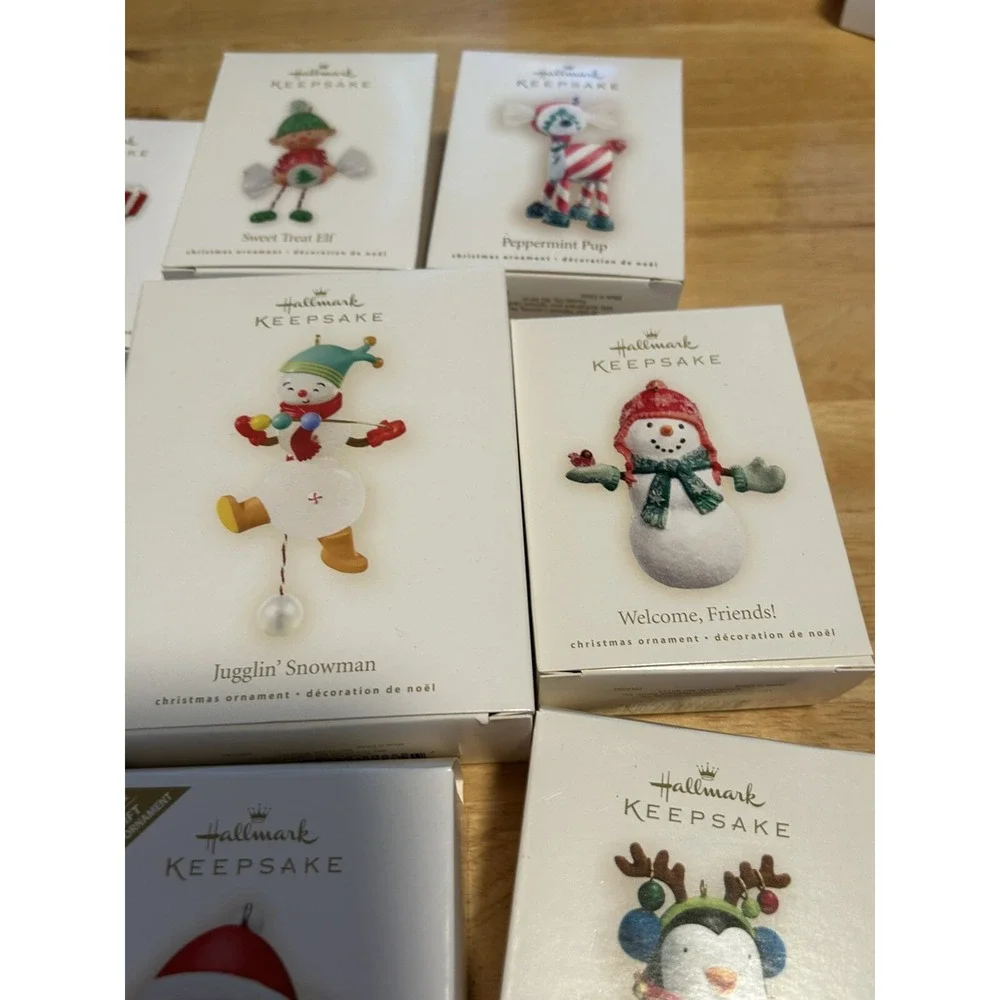 lot of 12 hallmark‎ keepsake ornaments Snowman Gingerbread penguin